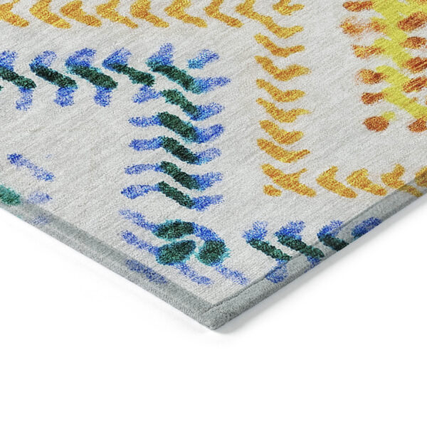 3' X 5' Ivory Blue And Purple Geometric Washable Indoor Outdoor Area Rug