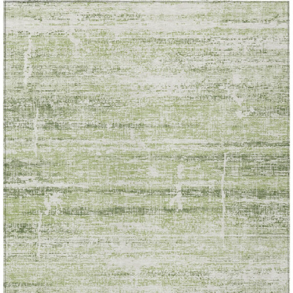 5' X 8' Artichoke Green Green And Ivory Abstract Washable Indoor Outdoor Area Rug