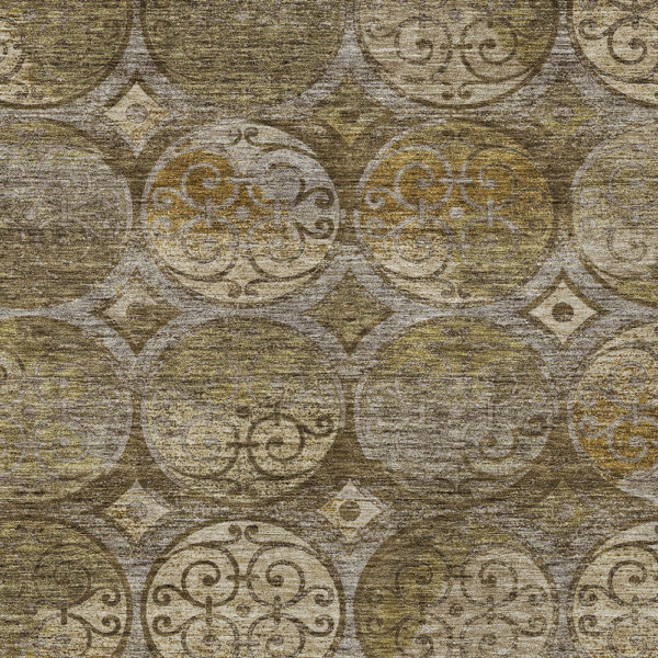 5' X 8' Brown Taupe And Gray Trellis Washable Indoor Outdoor Area Rug