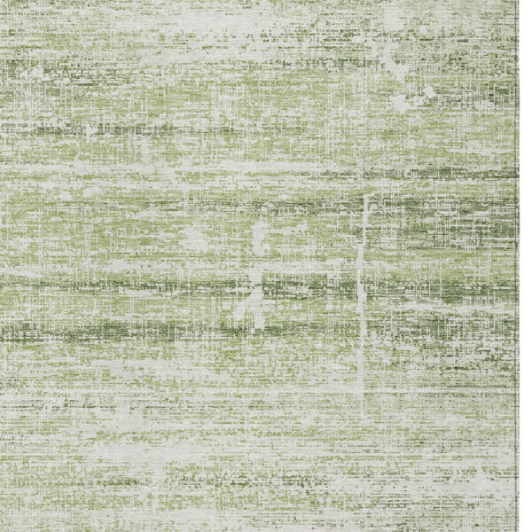 5' X 8' Artichoke Green Green And Ivory Abstract Washable Indoor Outdoor Area Rug