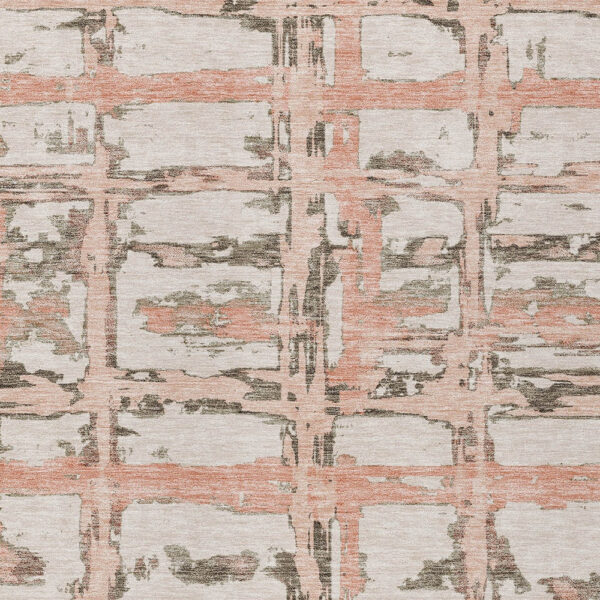 5' X 8' Pink Beige And Taupe Striped Washable Indoor Outdoor Area Rug