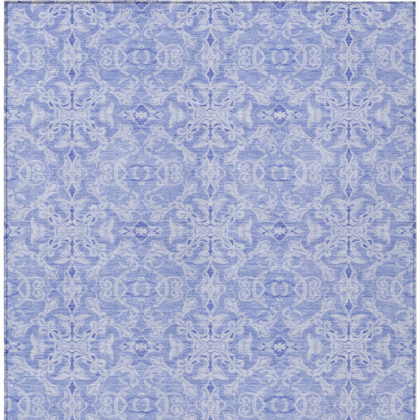 10' X 14' Sky Blue And Denim Blue Medallion Washable Indoor Outdoor Area Rug