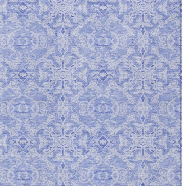10' X 14' Sky Blue And Denim Blue Medallion Washable Indoor Outdoor Area Rug
