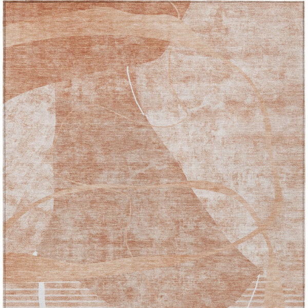 5' X 8' Salmon Copper And Ivory Abstract Washable Indoor Outdoor Area Rug