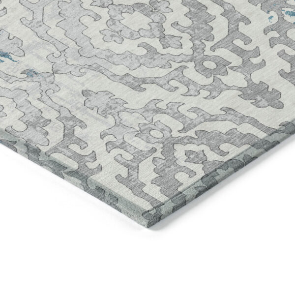 8' X 10' Teal Blue Gray And Ivory Medallion Washable Indoor Outdoor Area Rug