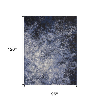8' x 10' Light Blue Abstract Power Loom Distressed Area Rug