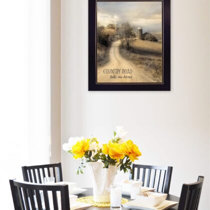 Country Road Take Me 2 Black Framed Print Wall Art