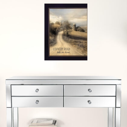 Country Road Take Me 2 Black Framed Print Wall Art
