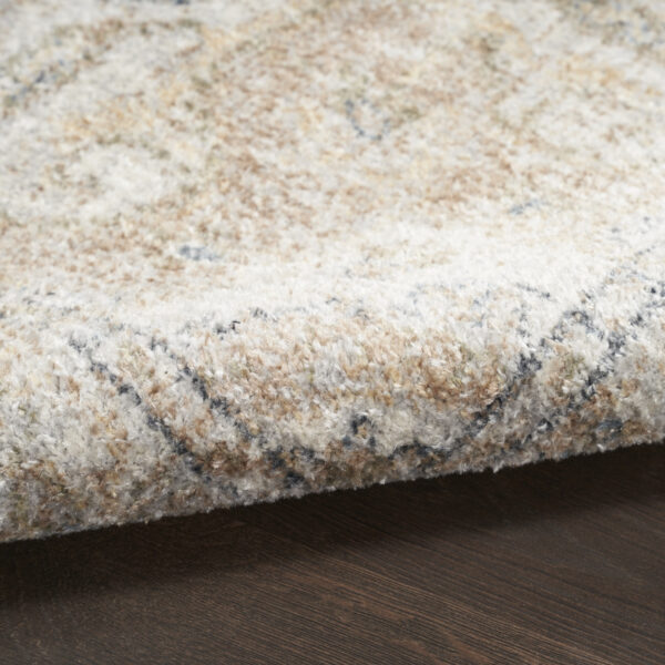 5' X 7' Beige Oriental Power Loom Washable Area Rug