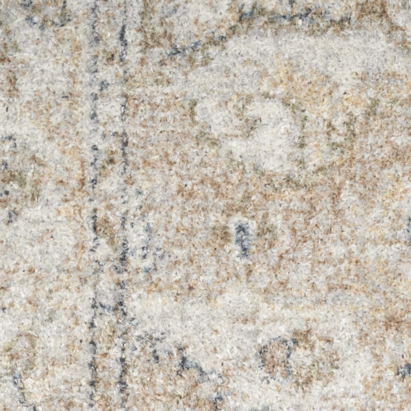 5' X 7' Beige Oriental Power Loom Washable Area Rug