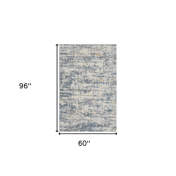 5' x 8' Blue and Ivory Abstract Area Rug