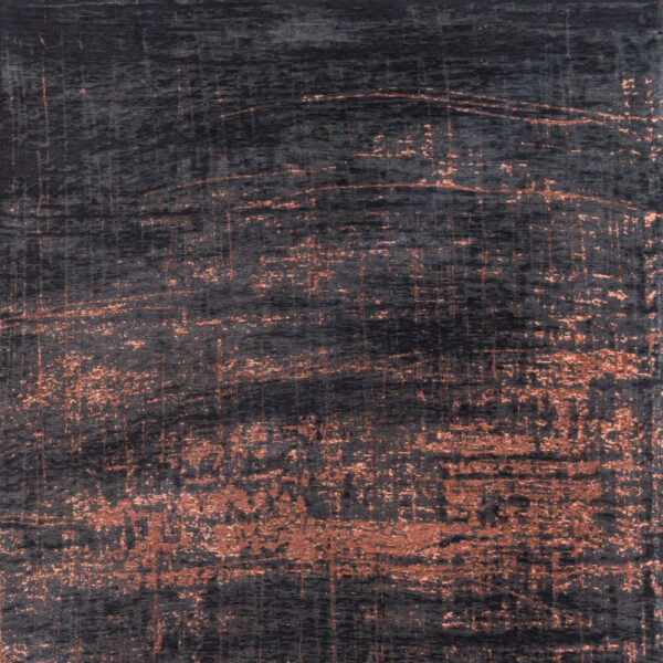 8' Black and Gold Round Abstract Non Skid Area Rug