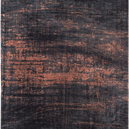8' Black and Gold Round Abstract Non Skid Area Rug