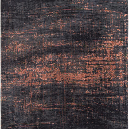 8' Black and Gold Round Abstract Non Skid Area Rug