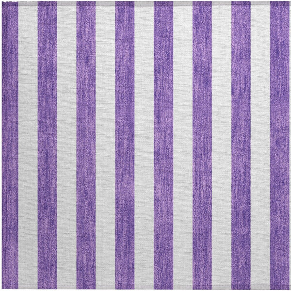 2' X 3' Purple and White Striped Washable Non Skid Indoor Outdoor Area Rug