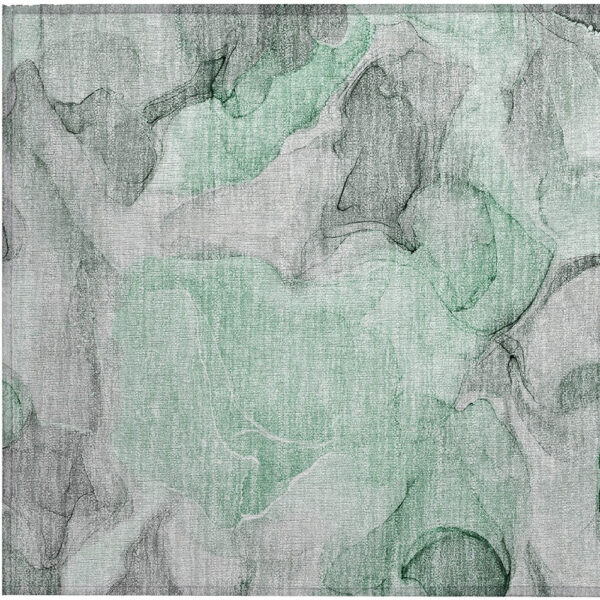 2' X 3' Green Abstract Washable Non Skid Indoor Outdoor Area Rug