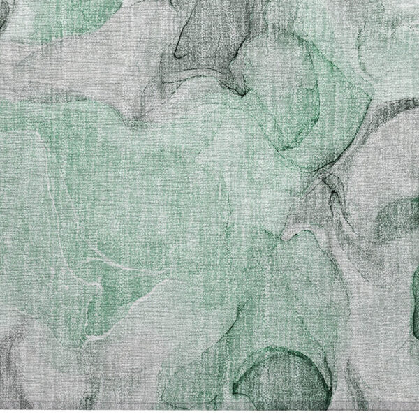 2' X 3' Green Abstract Washable Non Skid Indoor Outdoor Area Rug