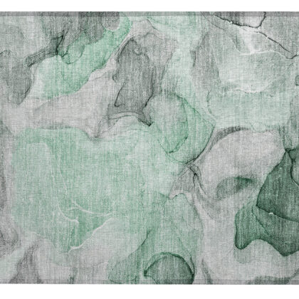 2' X 3' Green Abstract Washable Non Skid Indoor Outdoor Area Rug