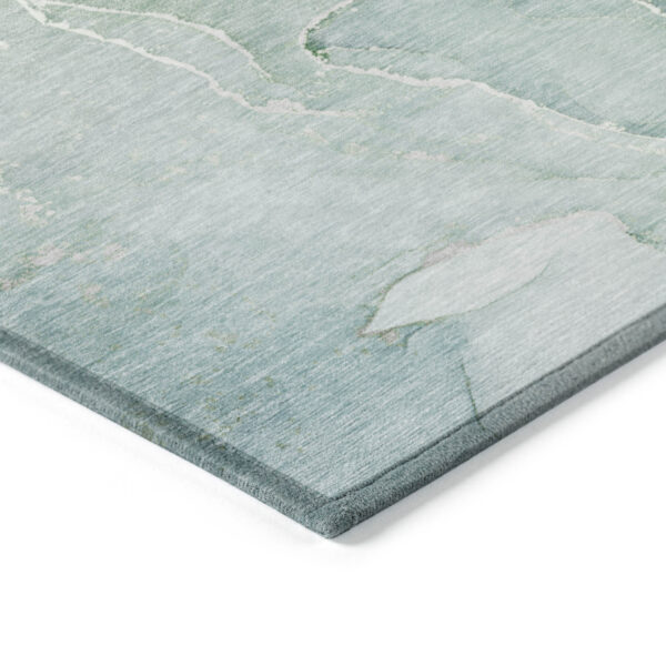2' X 3' Teal Abstract Washable Non Skid Indoor Outdoor Area Rug