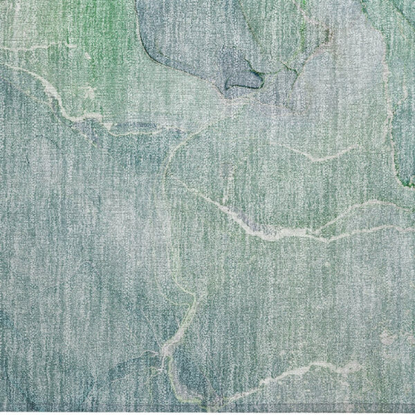 2' X 3' Teal Abstract Washable Non Skid Indoor Outdoor Area Rug