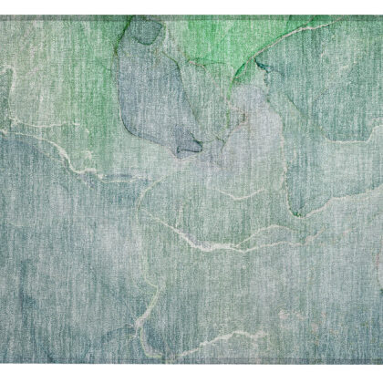 2' X 3' Teal Abstract Washable Non Skid Indoor Outdoor Area Rug