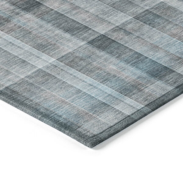 2' X 3' Teal Plaid Washable Non Skid Indoor Outdoor Area Rug