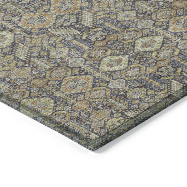 3' X 5' Blue and Orange Floral Washable Non Skid Indoor Outdoor Area Rug