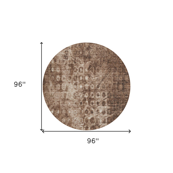 8' Chocolate Round Ikat Washable Indoor Outdoor Area Rug