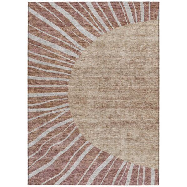3' X 5' Orange Copper And Terra Cotta Abstract Washable Indoor Outdoor Area Rug