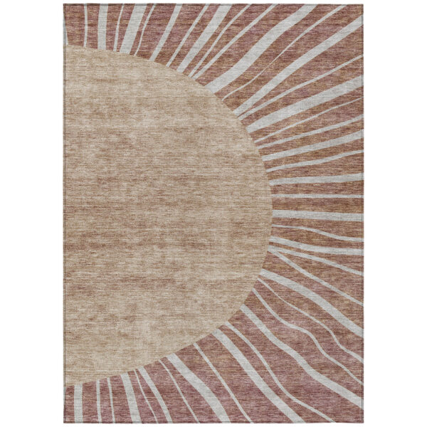 3' X 5' Orange Copper And Terra Cotta Abstract Washable Indoor Outdoor Area Rug