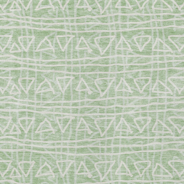 3' X 5' Mint Green Artichoke Green And Ivory Geometric Washable Indoor Outdoor Area Rug