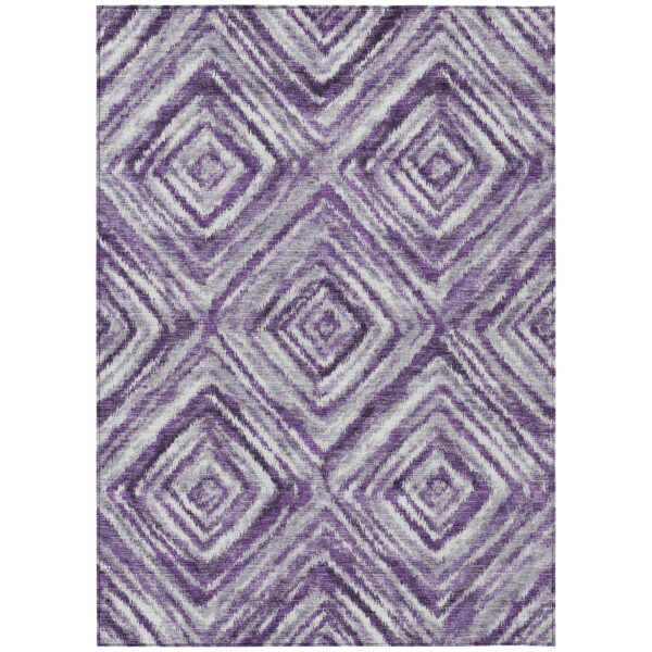10' X 14' Purple Lavender And Gray Geometric Washable Indoor Outdoor Area Rug