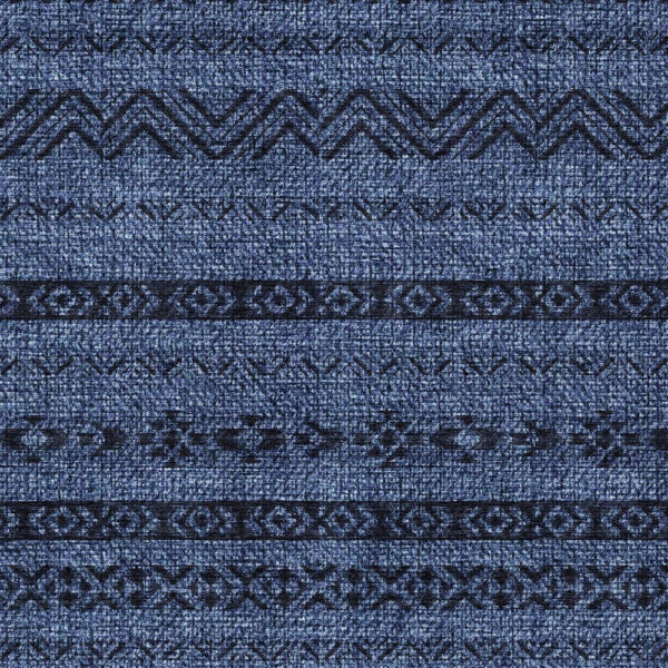 8' X 10' Navy Blue Southwestern Washable Indoor Outdoor Area Rug