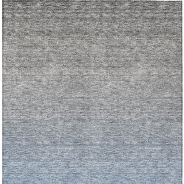 5' X 8' Denim Blue And Gray Ombre Washable Indoor Outdoor Area Rug