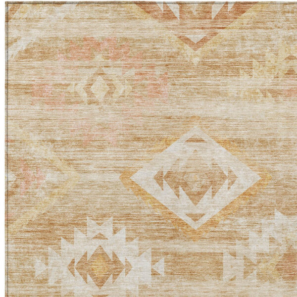 8' X 10' Copper Terra Cotta And Ivory Southwestern Washable Indoor Outdoor Area Rug
