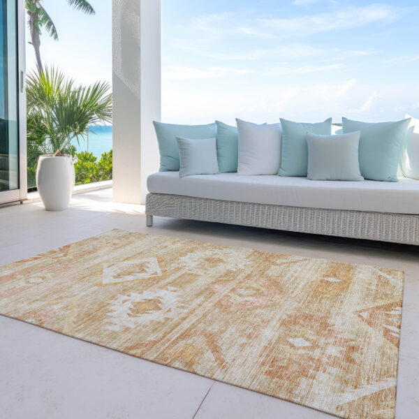 8' X 10' Copper Terra Cotta And Ivory Southwestern Washable Indoor Outdoor Area Rug
