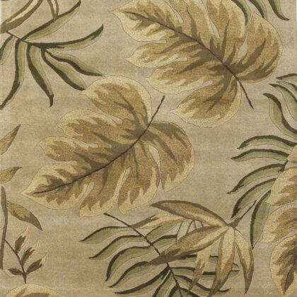 2' X 4' Sand Leaves Wool Area Rug