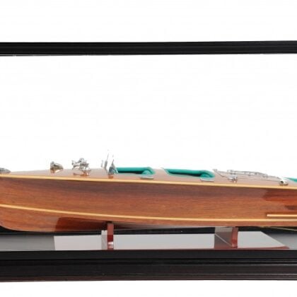 15" Wood Brown c1928 Chris Craft Triple Cockpit Hand Painted Boat with Case