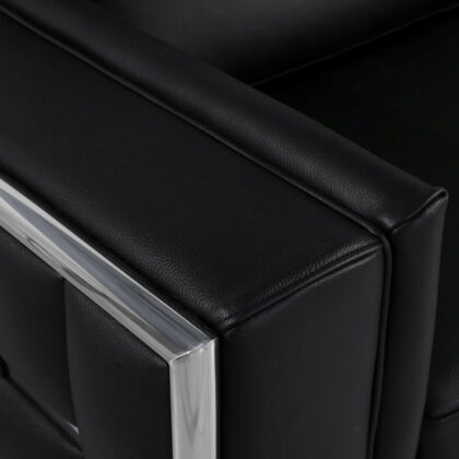 47" Black And Silver Top Grain Leather Club Chair