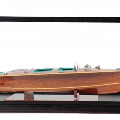 15" Wood Brown c1928 Chris Craft Triple Cockpit Hand Painted Boat with Case