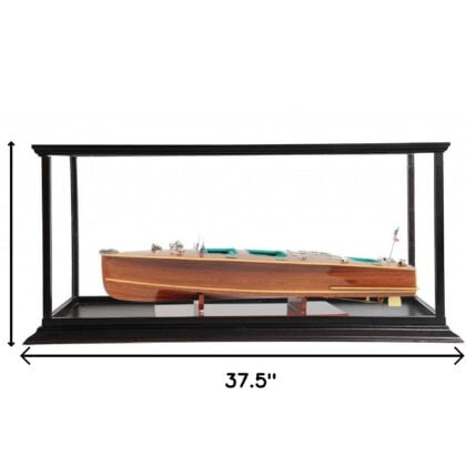 15" Wood Brown c1928 Chris Craft Triple Cockpit Hand Painted Boat with Case