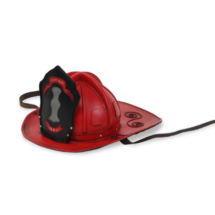 8" Red and Black Metal Fireman Hand Painted Figurine