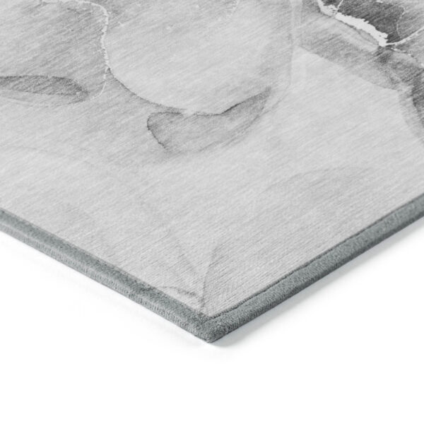 8' Runner Gray and Ivory Abstract Washable Non Skid Indoor Outdoor Runner Rug