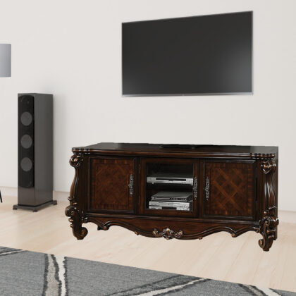 74" Dark Brown Solid Wood