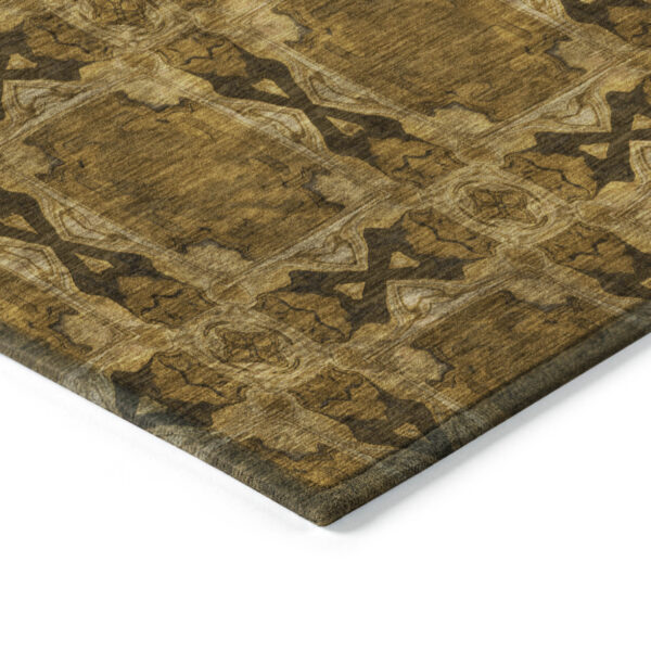 5' X 8' Chocolate Floral Medallion Washable Non Skid Indoor Outdoor Area Rug