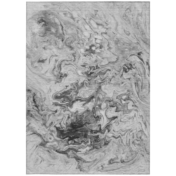 9' X 12' Gray Charcoal And Silver Abstract Washable Indoor Outdoor Area Rug