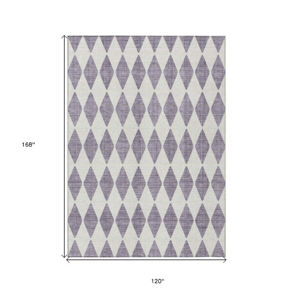 10' X 14' Purple And Lilac Geometric Washable Indoor Outdoor Area Rug