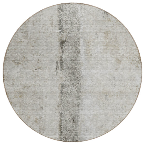8' Taupe Beige And Gray Round Abstract Washable Indoor Outdoor Area Rug