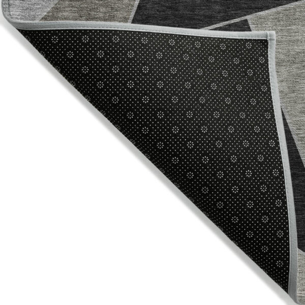 8' Coffee Charcoal And Gray Round Geometric Washable Indoor Outdoor Area Rug