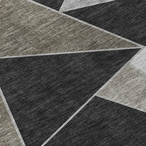 8' Coffee Charcoal And Gray Round Geometric Washable Indoor Outdoor Area Rug